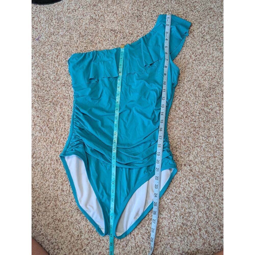 HILOR Women's Swim suit, size 10, one Shoulder, Ruffle; Structured boddice - Picture 4 of 8